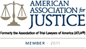 Logo Recognizing Bollwerk & Associates, LLC.'s affiliation with American Association for Justice