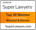 Logo Recognizing Bollwerk & Associates, LLC.'s affiliation with Super Lawyers Top 50 Women